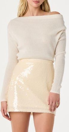 ASTR the Label One-Shoulder Rib Sweater in Cream at Nordstrom Rack, Size Medium