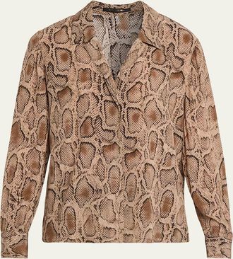 Kobi Halperin Piper Snakeskin-Print Viscose Blouse