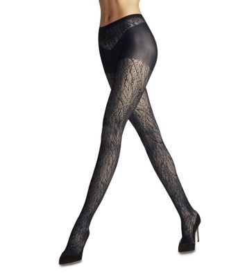 Falke Damen Strumpfhose Artist Leaved, Fein, 1 Stück, Blau (Marine 6179), M