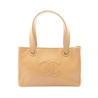 Chanel Pre-owned Coco Mark Calf Mini Handbag - Dames - Pre-owned - Beige - Maat: ONE Size Leer