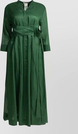 Max Mara midi shirt dress v neckline waist tie