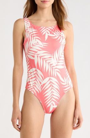Hutch Buckle Back One-Piece Swimsuit in Coral Paradise Foliage at Nordstrom, Size Medium
