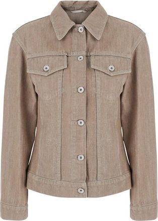 Brunello Cucinelli Denim Jacket - Dames - Spijkerjassen - Beige - M - Denim - Jassen