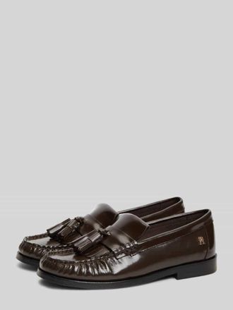 Tommy Hilfiger Loafer aus echtem Leder mit Tasseln in Dunkelbraun, Gr&ouml;&szlig;e 36