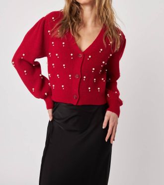 John & Jenn Bowen Cardigan Sweater In Poinsettia
