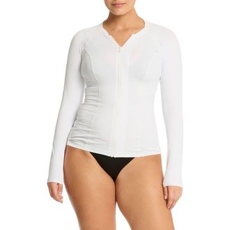 Sea Level Australia Zip Long Sleeve Rashguard Top in White at Nordstrom, Size 10 Us
