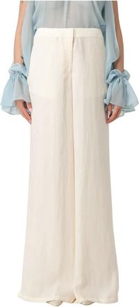 Blumarine Gabardine Broek voor Mannen - Dames - Wijde Broeken - Wit - S - Broeken