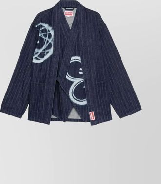 Kenzo striped graphic print long sleeve blazer
