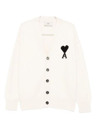 Ami v Neck Cardigan With Contrasted Ami de Coeur