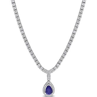 Delmar Pear Cut Lab Created Blue Sapphire Pendant Necklace at Nordstrom Rack