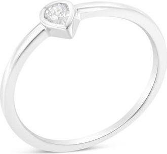 House of Brilliance Silver 1/20 Cttw Diamond Teardrop Pear-Shaped Miracle Set Promise Ring at Nordstrom, Size 6