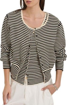 Alex Mill Stripe Puff Sleeve Cardigan in Cream/Black at Nordstrom Rack, Size Medium