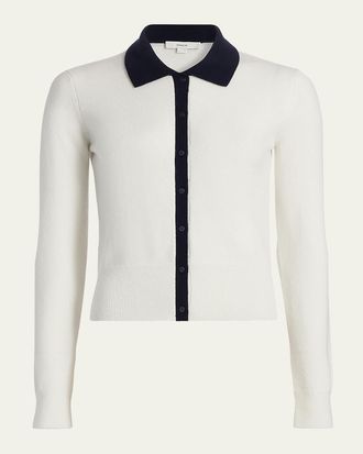 Vince Contrast Cashmere-Blend Cardigan