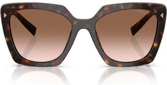 Prada 54mm Gradient Square Sunglasses in Root Havana/brown Gradient at Nordstrom