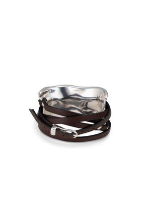 UNOde50 Sterling silver-plated bracelet with leather straps at Nordstrom, Size Medium