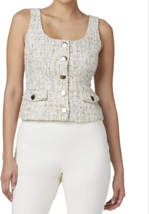 Toccin Georgia Tailored Vest Top In Ice Blue Multi