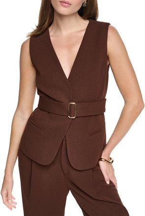 Halston Heritage Vest Top Belt Top