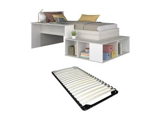 Vente-Unique Combination Bed 90 X 200 Cm With Storage & Desk - Colours: Natural in Light Oak | Size: Single