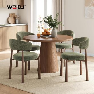 Woltu Woltu Juego De 4 Sillas Modernas Para Comedor/cocina - Tapizado De Chenilla, Patas De Metal Con Efecto Madera - Apto Para Comedor, Sala De Estar O Res