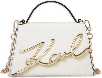 Karl Lagerfeld Bolso de mano con solapa trapezoidal - Bags - Mujer - Beige - ONE SIZE