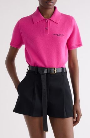 Givenchy Short Sleeve Wool & Cashmere Polo in Fuchsia at Nordstrom, Size X-Small