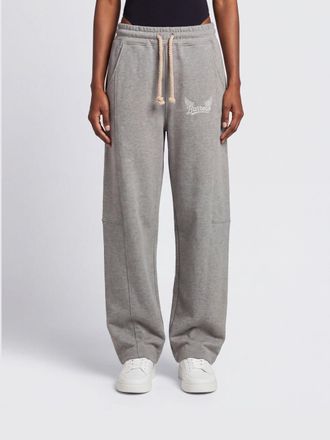 Barrow Pantaloni jogging in cotone a gamba larga con vita alta e coulisse