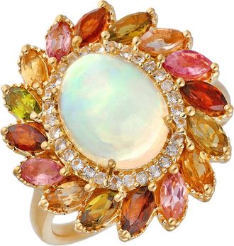 Tiramisu Gold Vermeil Over Silver Ethiopian Opal Cocktail Ring