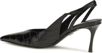 Ferragamo Crocodile-Effect Leather Slingback Pump - Black