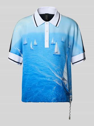 Marc Cain Regular Fit Bluse aus reinem Lyocell mit Polokragen in Sky, Gr&ouml;&szlig;e 42