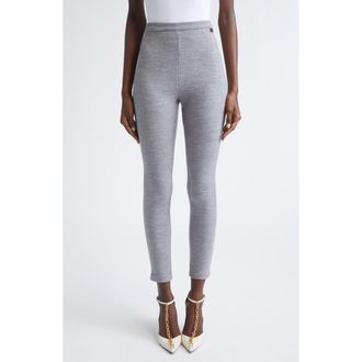 Balmain Virgin Wool & Cotton Blend Leggings in Light Grey at Nordstrom, Size X-Small