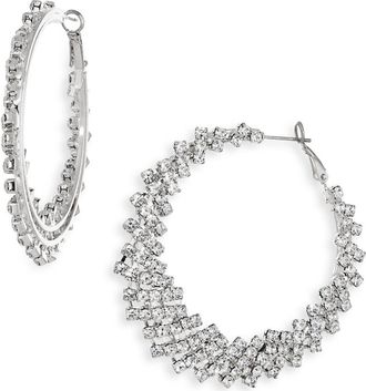 Tasha Crystal Graduated Hoop Earrings in Silver Crystal at Nordstrom Rack
