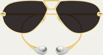 Bottega Veneta Drop 64mm Metal Aviator Sunglasses