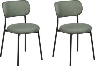 Beliani Beliani - Conjunto De 2 Sillas Modernas Asientos Tapizados Poli&eacute;ster Patas De Metal Para Comedor Cocina Verde Casey