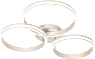 QAZQA Dise&ntilde;o Plaf&oacute;n De Acero Con Led Regulable En 3 Pasos 3 Luces - Navara Aluminio /pl&aacute;stico /acero Redonda Incluye Led Max. 3 X 45 Watt - Qazqa