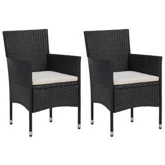 vidaXL Vidaxl - Sillas De Jard&iacute;n 2 Unidades Rat&aacute;n Sint&eacute;tico Negro