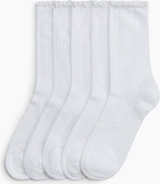 H&M 5er-Pack Socken in Pointellestrick - White