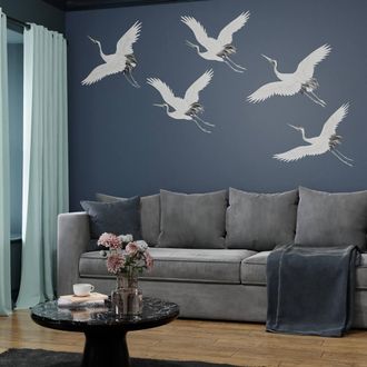 Superfresco Easy Cranes in Flight Midnight Print To Order 3m x 2.8m Mural in Purple
