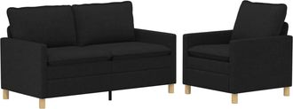 vidaXL Juego De Sof&aacute; 2 Uds. Negro Tela Vidaxl