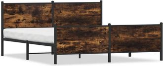 vidaXL Vidaxl - Estructura De Cama Sin Colch&oacute;n Metal Roble Ahumado 180x200 Cm