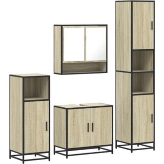 vidaXL Vidaxl - Juego De Muebles De Ba&ntilde;o 4 Pzas Contrachapada Roble Sonoma