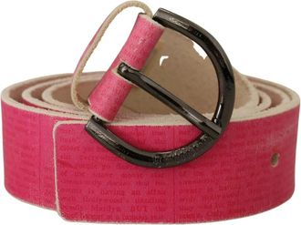John Galliano Roze Leren Logo Ronde Gesp Riem - Dames - Riemen - Roze - ONE Size - Leer - Accessoires