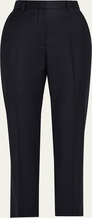 Loro Piana Dermot Wool-Cashmere Flannel Straight-Leg Ankle Pants