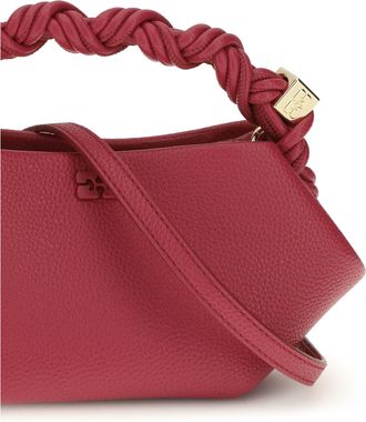 Ganni Womens Handbag Bou Grained Leather Persian Red Recycled Polyester Shoulder Bags