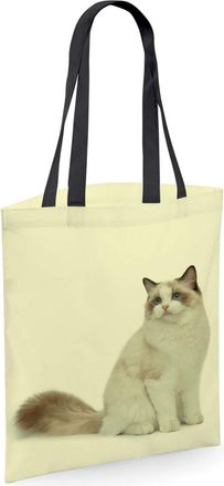 Bang Tidy Clothing Cat Ragdoll Gifts for Cat Lovers Owners - Reusable Shopper Shoulder Tote Bags with Cats on - Lemon