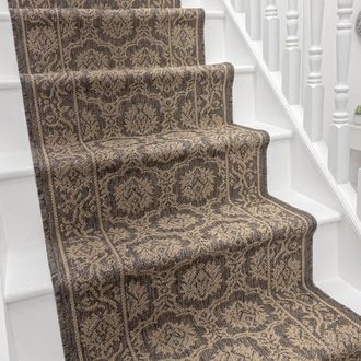 Runrug Stair Runner Carpet - Durable, Non-Slip, 7mm - Bloom in Light Brown | Size: 66 cm x 570 cm