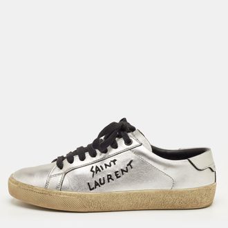 Saint Laurent Saint Laurent Court Classic Size 36.5 Silver Leather Low Top Sneakers