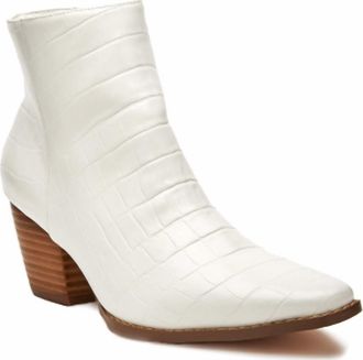 Matisse Footwear Womens Spade Booties In White Croc Vegan Leather