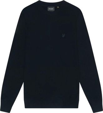 Lyle & Scott Mid Knits Tonal Eagle Lambswool Crew Neck Jumper - Heren - Ronde hals truien - Blauw - L - Truien & Vesten