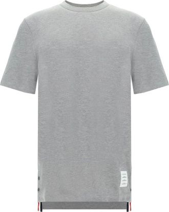 Thom Browne T-Shirts, male, Gray, Size: XL Striped Crew Neck Cotton T-Shirt