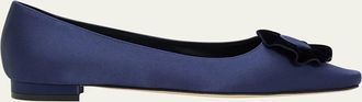 Manolo Blahnik Fortan Satin Ballerina Flats